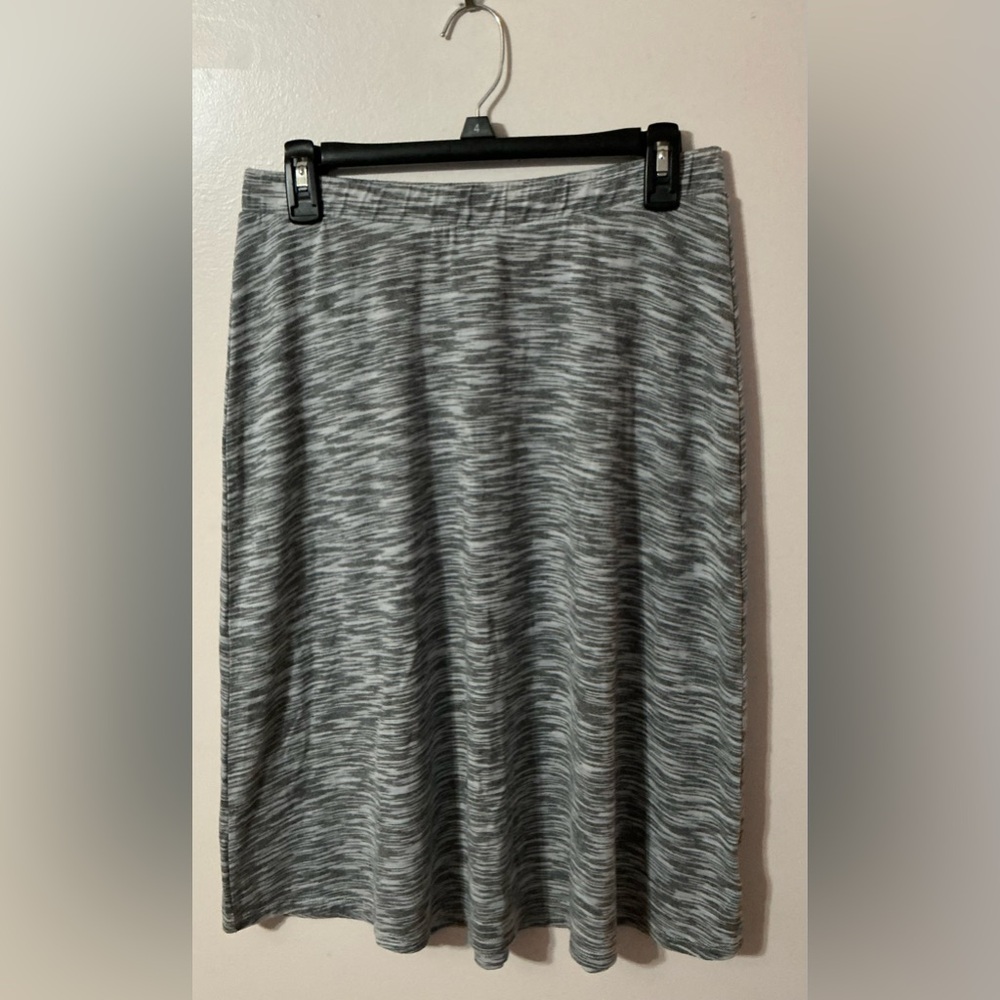Bobeau Gray Patterned A-Line Skirt